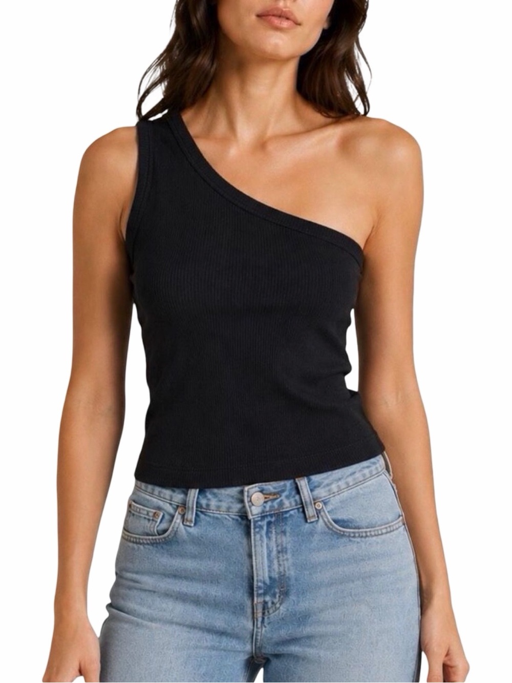 Skin Worldwide Ingeborg One Shoulder Tank - Size 3 (Large) - Black